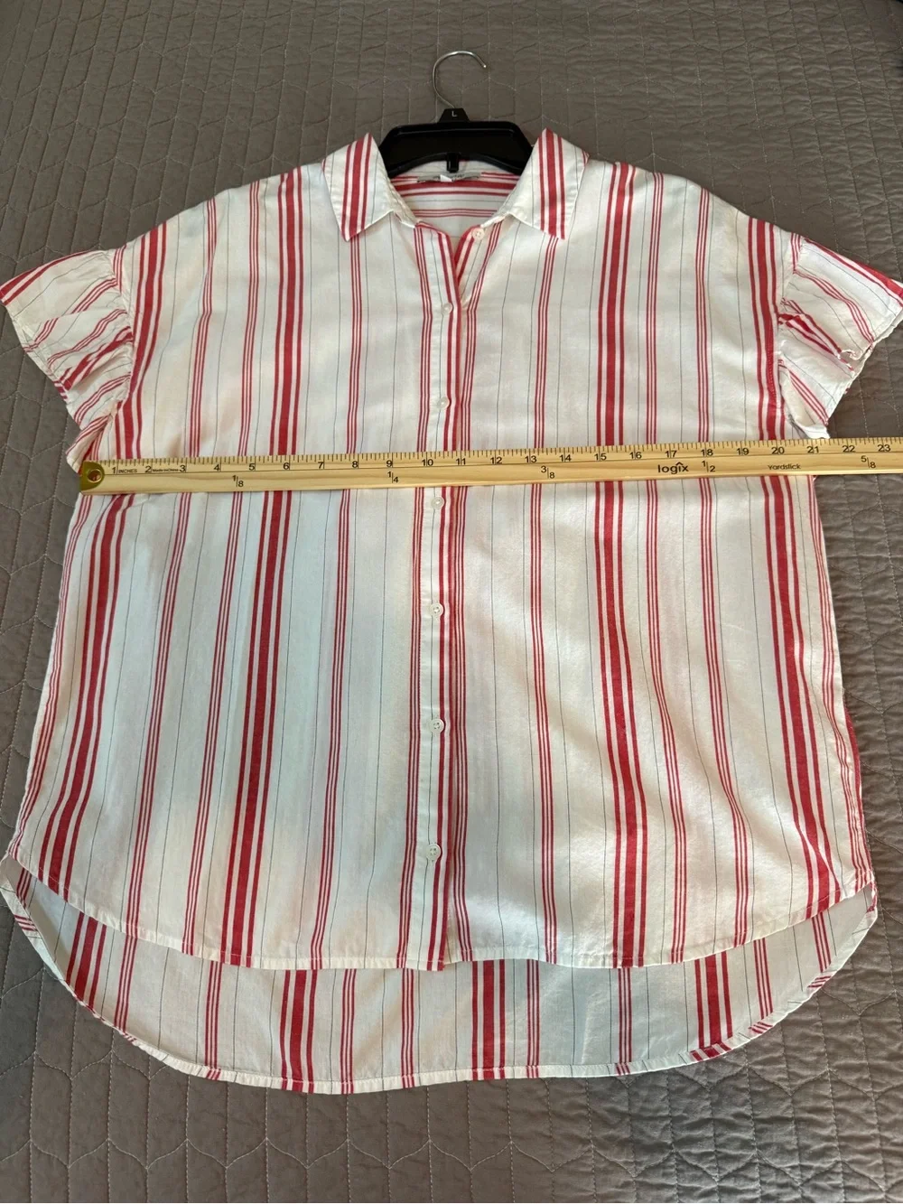 Madewell Central Ruffle Sleeve Shirt in Carey Red Stripes!